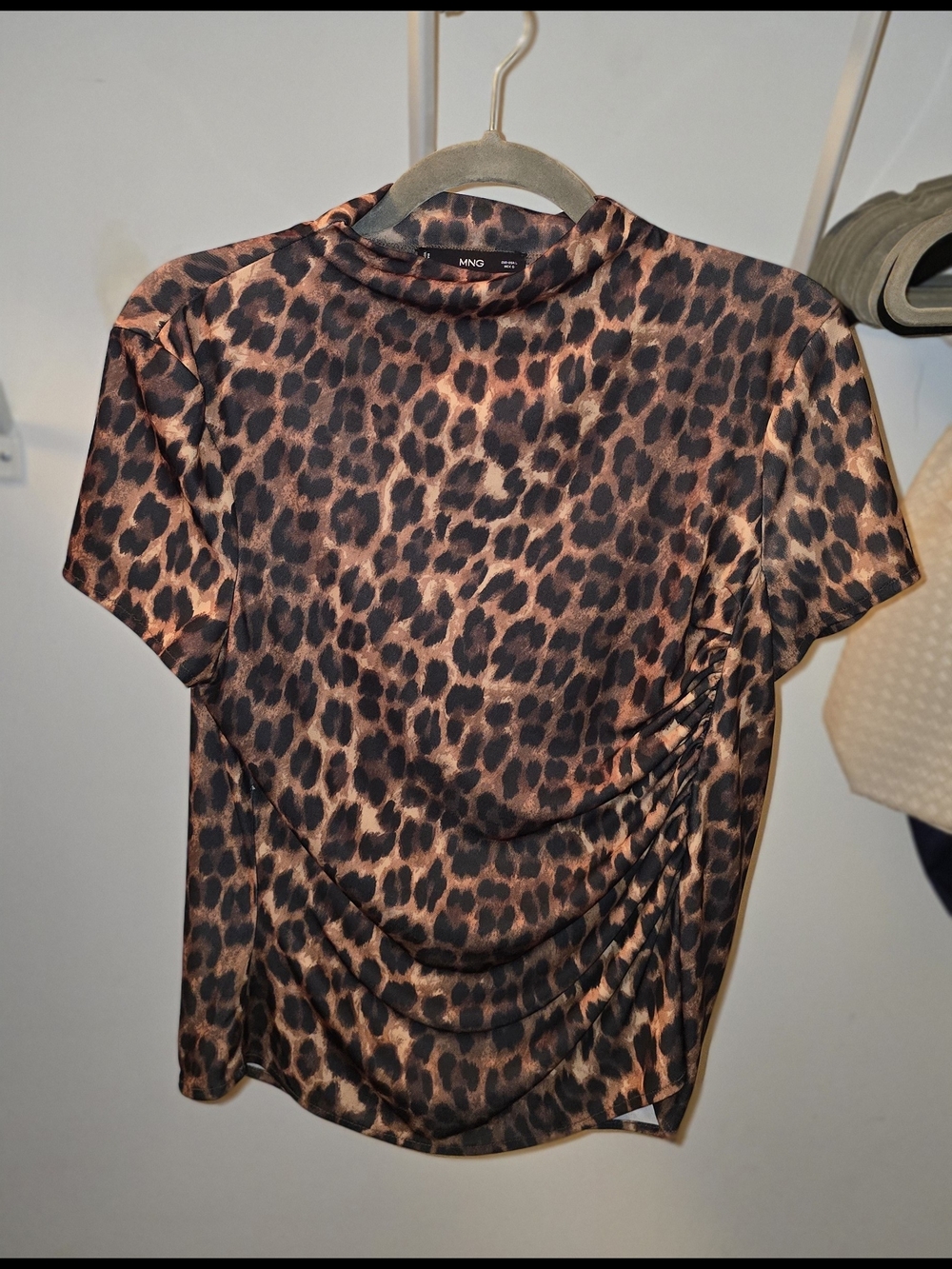 Mango Leopard Print Blouse in Brown and Black